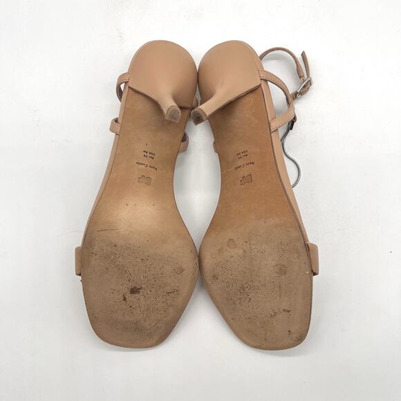 DIANE VON FURSTENBERG Frankie Heeled Sandal Womens 8 Tan leather Anklet Accent - Picture 8 of 11